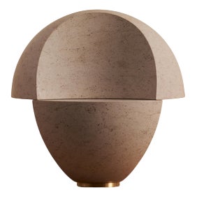 Hathor Table Lamp in Saint Rafael Stone and Brass by Farrah Sit For Sale