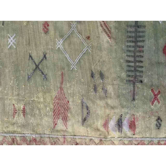 Rustic Native Moroccan Flat Silk Rug For Sale - Image 3 of 10