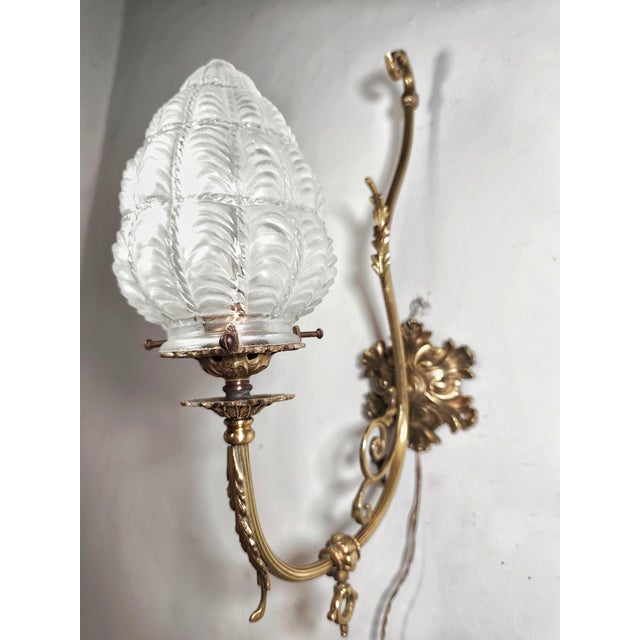 1930s Spanish Art Nouveau Bronze Wall Sconce, 1940s For Sale - Image 5 of 11