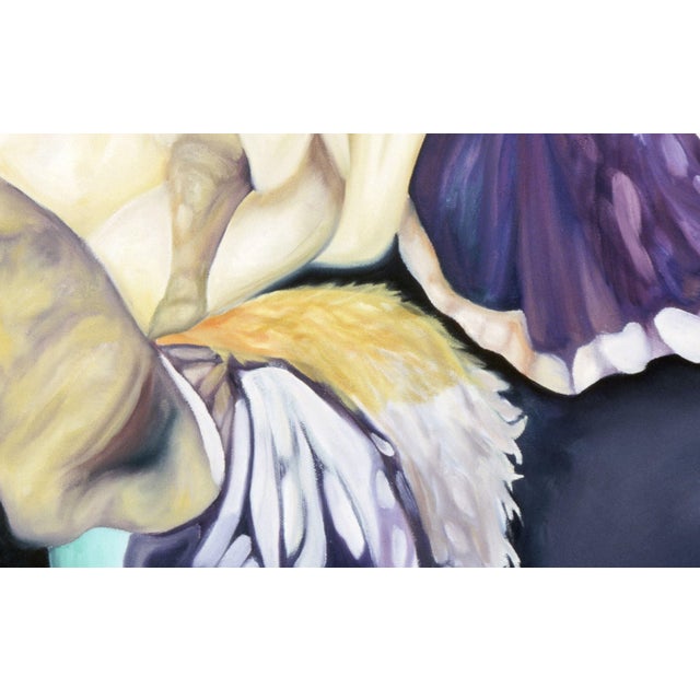 Textile 2000s "Zebra Iris" Large Gallery Wrapped Oil Painting by Judith Moore For Sale - Image 7 of 9