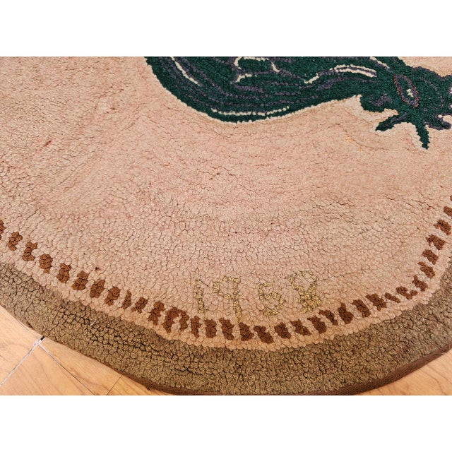 Vintage American Hand Hooked Rug, Wool & Cotton, Standing Rooster Design, 2x3 For Sale - Image 14 of 14