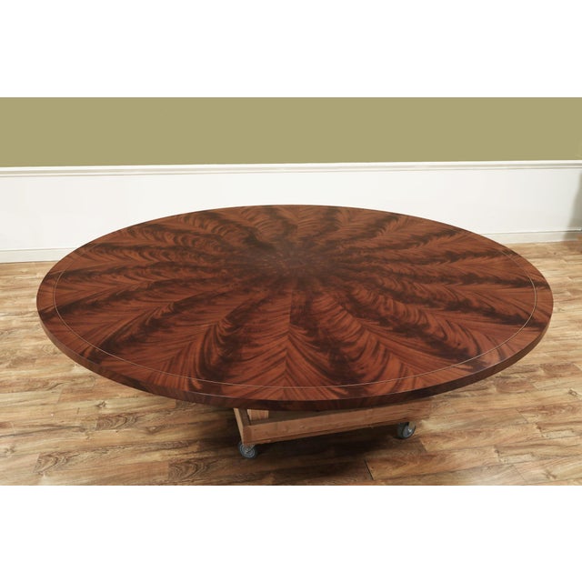 Traditional One Piece 90" Round Mahogany Dining Table Seats 10-12 People With Two-Tone Mahogany Finish by an APexclusive by AntiquePurveyor For Sale - Image 3 of 12