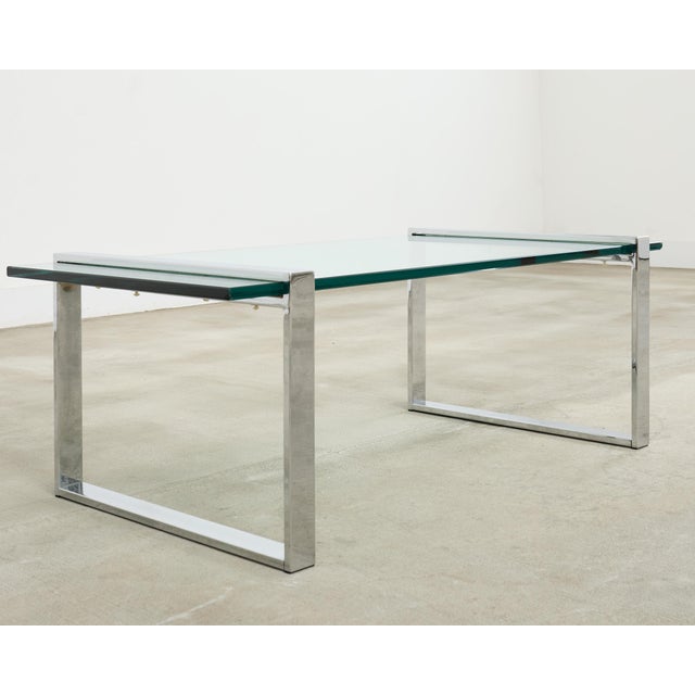 Mid 20th Century Charles Hollis Jones Chrome Glass "Box" Coffee Cocktail Table For Sale - Image 5 of 18