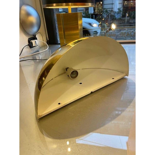 Crescent-Shaped Brass Wall Lamp, 1980s For Sale - Image 4 of 8