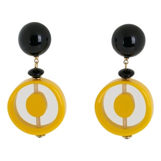 Angela Caputi Marigold Resin Dangle Pierced Earrings For Sale
