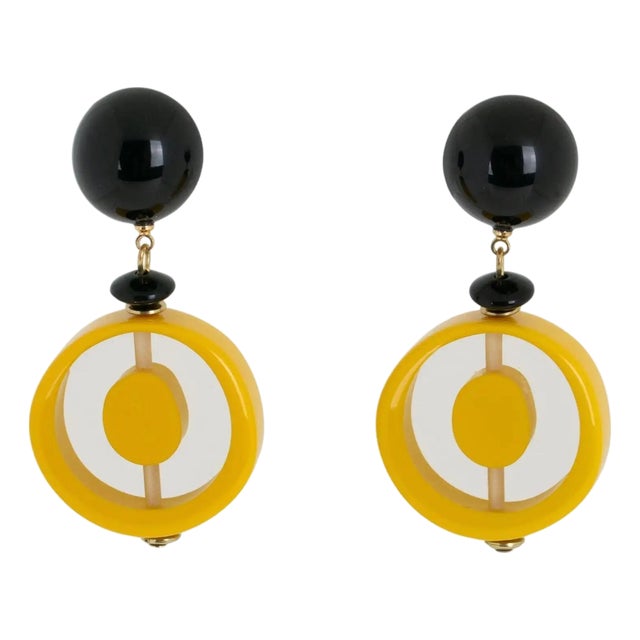 Angela Caputi Marigold Resin Dangle Pierced Earrings For Sale