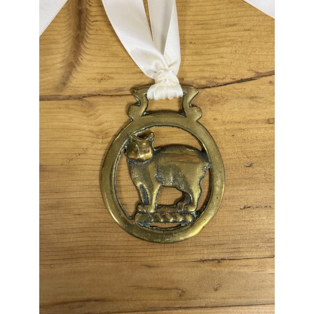 English Vintage English Horse Brass Ornament For Sale - Image 3 of 3