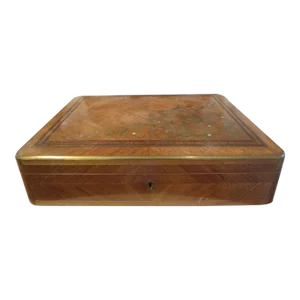 19th Century Brass Inlaid Walnut Box