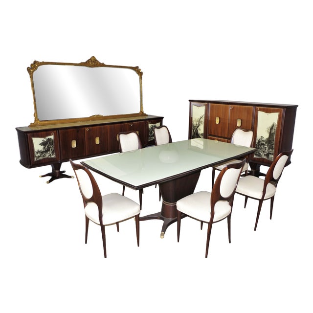 Vintage Dining Set from Fratelli Rigamonti, Desio, 1940s, Set of 9 For Sale