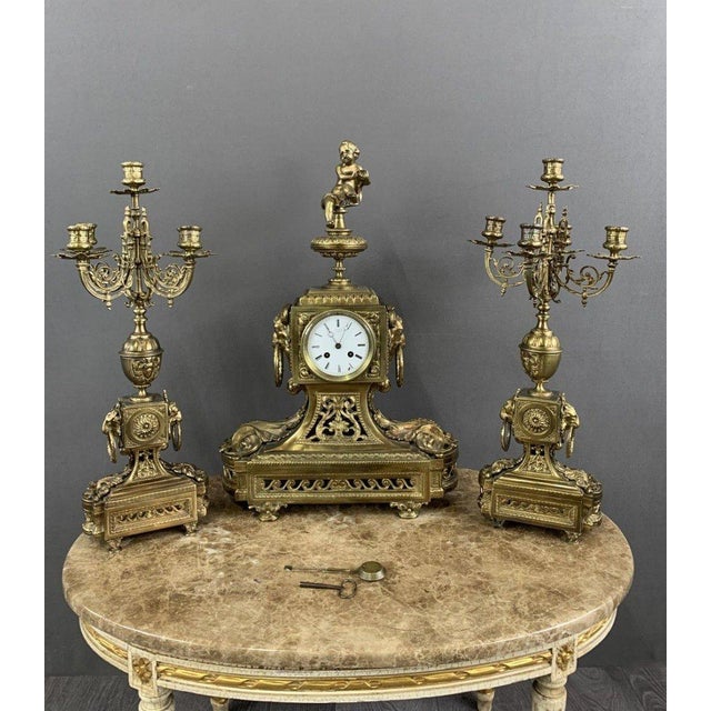 Bronze Fireplace Set, 1950s, Set of 3 For Sale - Image 11 of 11