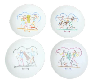 1960s Gio Ponti for Richard Ginori the Four Seasons Plates- Set of 4
