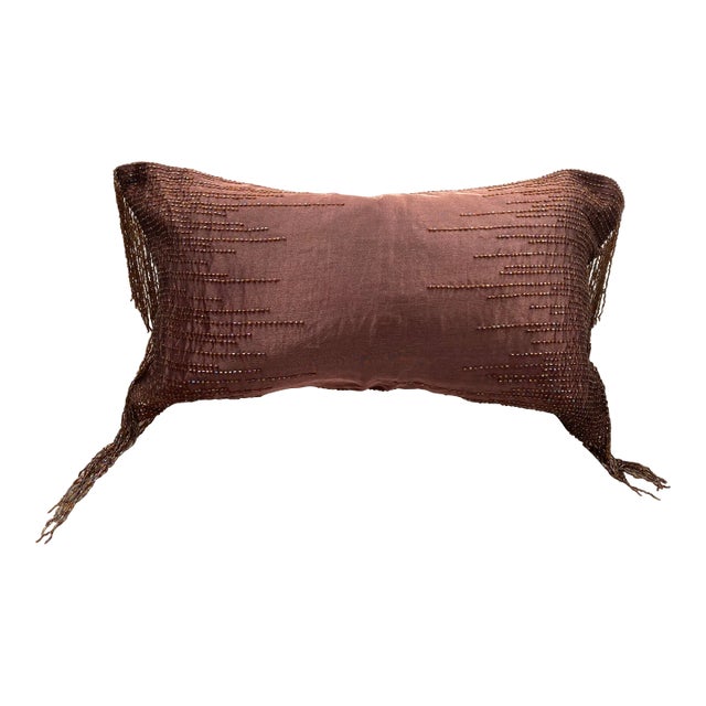 Modern Glam Beaded Fringe Accent Decorative Pillow Cover For Sale