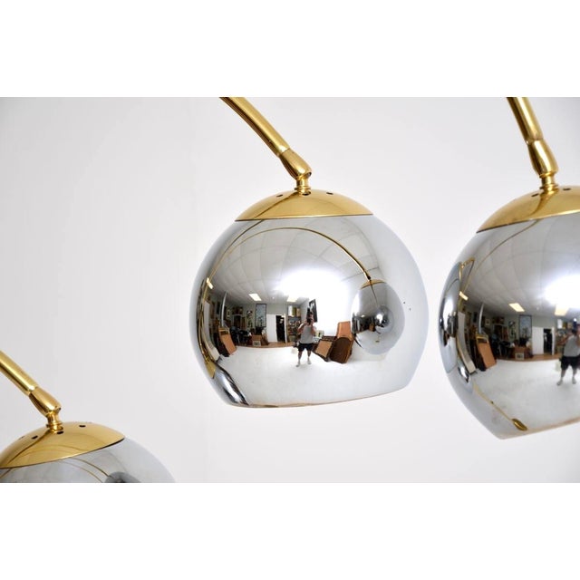Metal Vintage Italian Arc Floor Lamp in Brass and Chrome, 1970s For Sale - Image 7 of 9