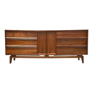 Walnut Mid Century Modern Long Dresser