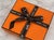 Textile Set of 3 Hermès Paris Orange Presentation Boxes With Herringbone Dust Bags & Ribbon For Sale - Image 7 of 7