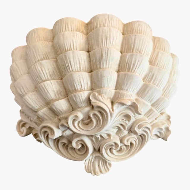 Ceramic Antique French Biscuit Ceramic Shell-Form Wall Sconces, 1890, Set of 2 For Sale - Image 7 of 10