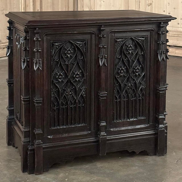 19th Century French Gothic Petite Trunk ~ Blanket Chest was purpose-built for a cozy niche, and its size makes it very...