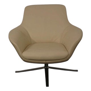 Oscar Swivel Armchair in Cream Leather from Walter Knoll For Sale