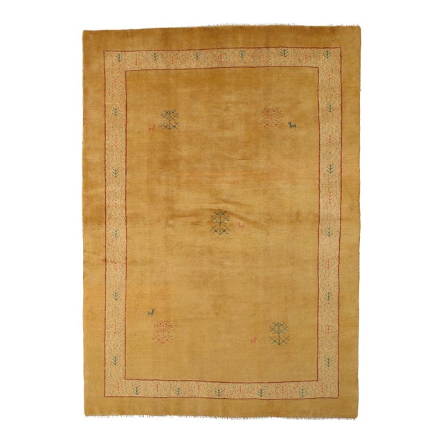 Vintage Hand-Knotted Persian Gabbeh Rug 6'5" X 9'3" For Sale