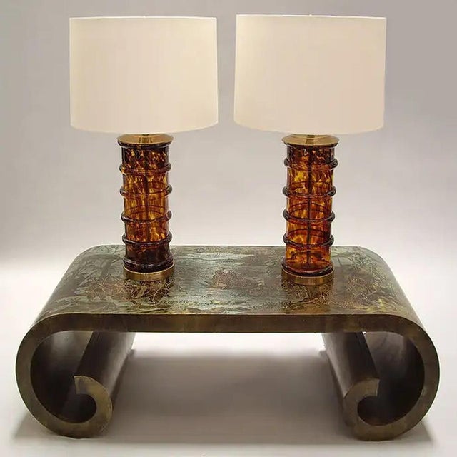 Art Glass Table Lamps by Paul Hanson, 1960s, Set of 2 For Sale - Image 4 of 6