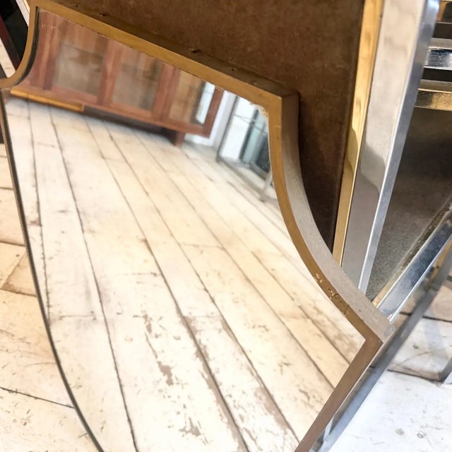 1950s Gio Ponti Style Mid-Century Modern Brass Shield Italian Wall Mirror For Sale - Image 14 of 14