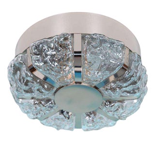 Space Age Wall Lamp in Glass & Chrome from Glashütte Limburg For Sale