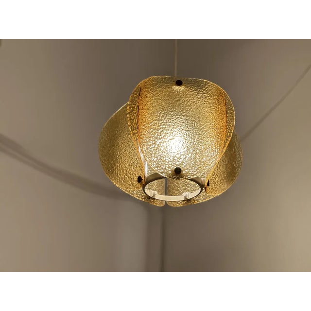 Mid-Century Modern Amber Colored Glass Ceiling Lamp, 1960s For Sale - Image 3 of 13