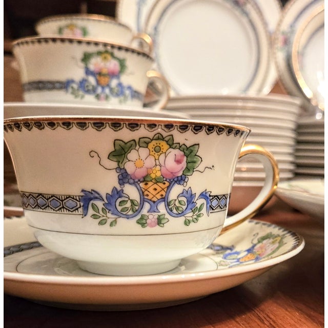 12 Place Settings Plus Serving Art Nouveau China Set- Set of 75 For Sale - Image 9 of 12