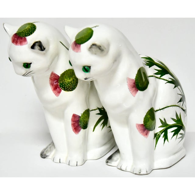 English Large Mid 20th Century Wemyss Ware Pottery Cats for Jan Plichta of London - A Pair For Sale - Image 3 of 7