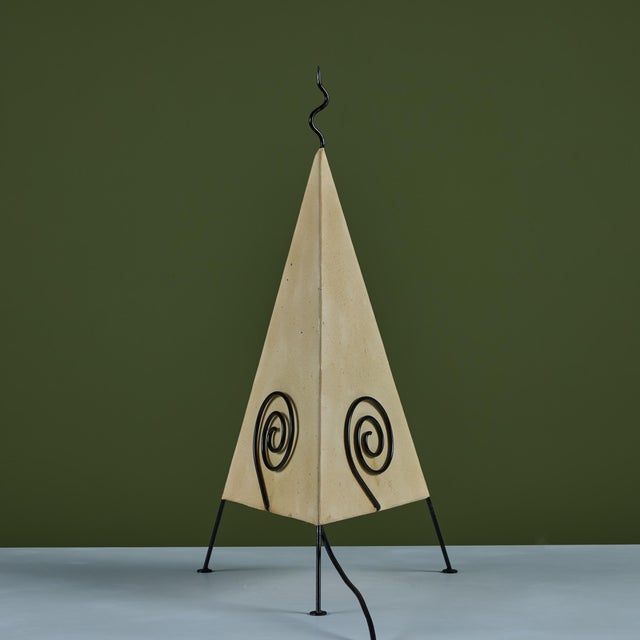 Late 20th Century Postmodern Pyramid Paper Shade Table Lamp For Sale In Los Angeles - Image 6 of 14
