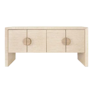 Matthew Izzo Home Colt Natural Grasscloth Four Door Buffet With Cerused Oak Door Handles
