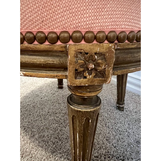 Wood Antique Pair of French Louis XVI Parcel-Gilt Petite Boudoir Slipper Chairs For Sale - Image 7 of 7