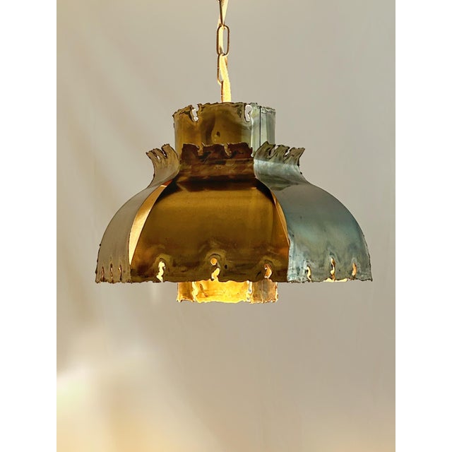 Brutalist Flame-Cut Copper Pendant Lamp attributed to Svend Aage Holm Sørensen, Denmark, 1960s For Sale - Image 4 of 10