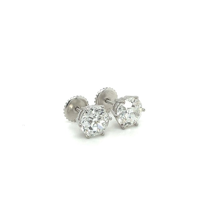 2010s Igi Certified 6.06 Carat Old Euro Cut Lab Grown Diamond Stud Earrings, A Pair For Sale - Image 5 of 6