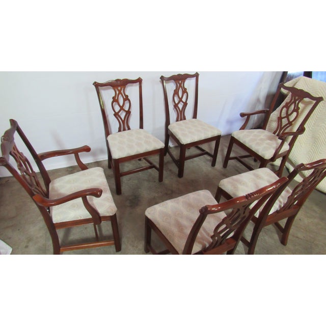 1980s Solid Mahogany Set Chippendale Dining Room Chairs For Sale - Image 4 of 15