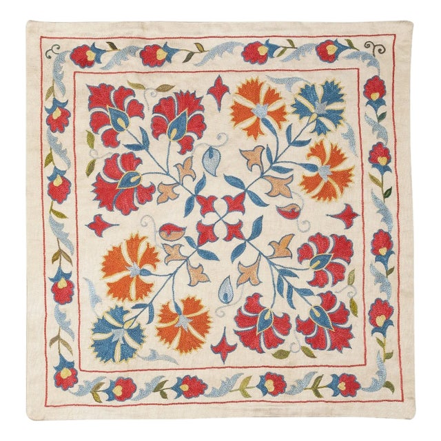 20"x21" 100% Silk Cushion Cover. Embroidered Pillowcase. Handmade Lace Pillow For Sale