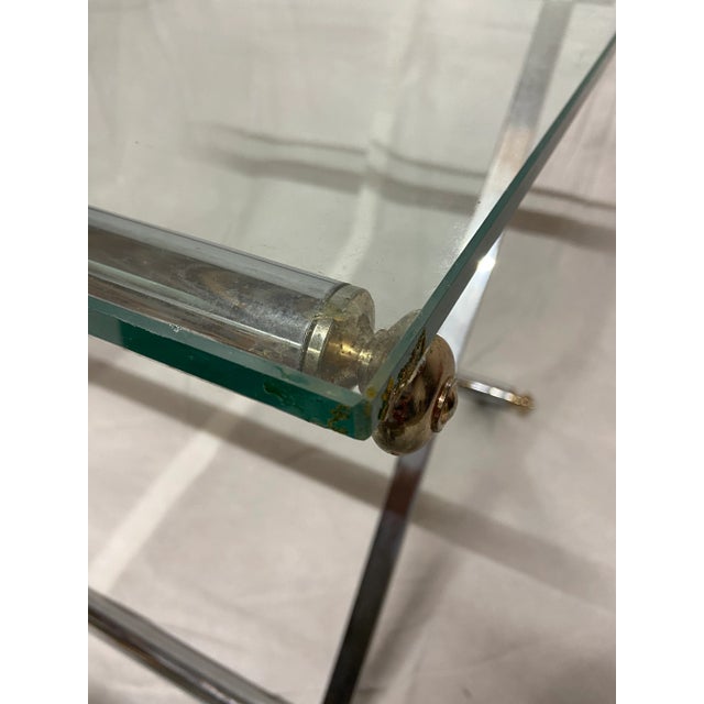 Mid Century Modern Chrome and Glass Side Table For Sale - Image 6 of 7