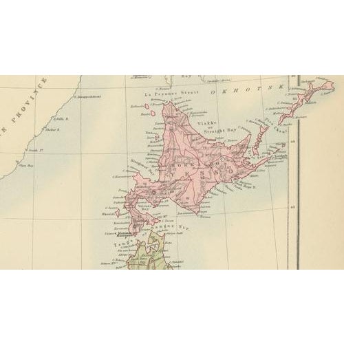 Antique Map of Japan with Tokyo Inset, 1885 For Sale - Image 10 of 12