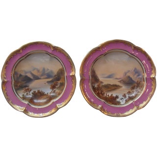 Early 19th Century Antique Pair of Hand-Painted English Compotes - A Pair For Sale