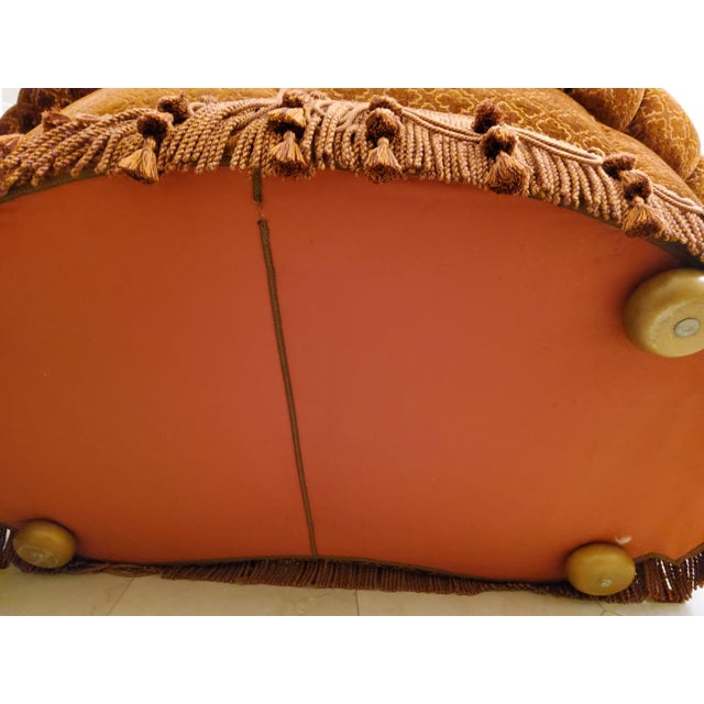 Mid-Century Modern Velvet Burnt Orange Round Sofa For Sale - Image 3 of 7