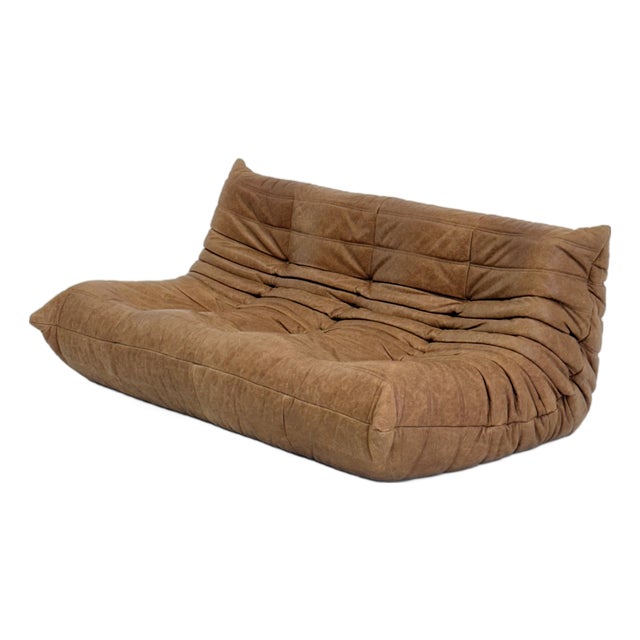 Togo 3-Seater Sofa in Cognac Leather by Michel Ducaroy for Ligne Roset For Sale