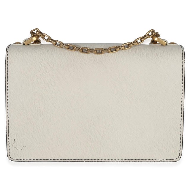 Christian Dior Off White Grained Calfskin JAdior Chain Flap Bag For Sale - Image 4 of 9