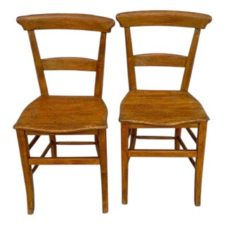 Early 20th Century Elm Wood Dining Chairs, 1890s, Set of 2 For Sale