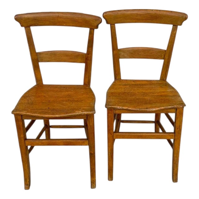 Early 20th Century Elm Wood Dining Chairs, 1890s, Set of 2 For Sale