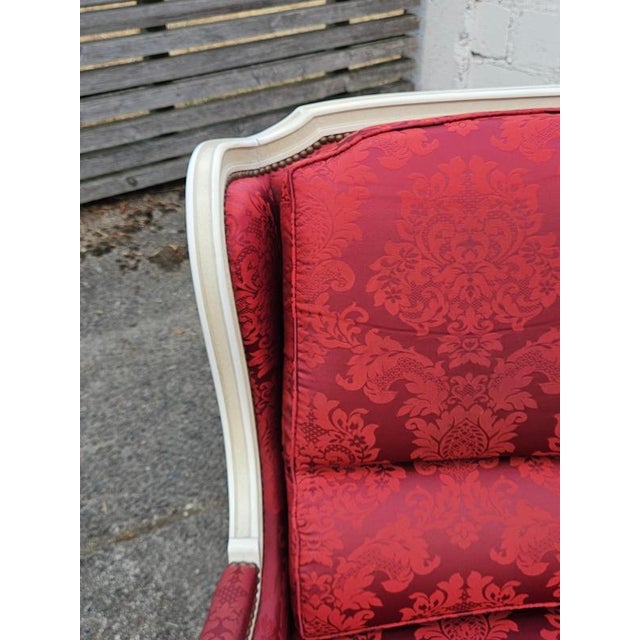Antique Louis XVI French Damask Canape Two-Seater Settee, 1900s For Sale - Image 12 of 18