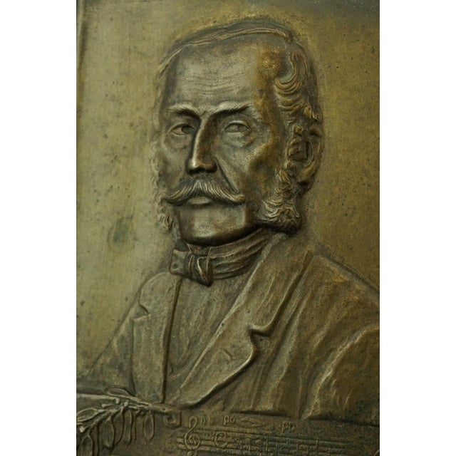 20th Century Bronze Plaque Portrait of František Škroup by Antonín Popp, Paris, 1912 For Sale - Image 9 of 18