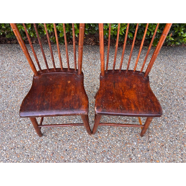 Mid 19th Century Bamboo-Turned Windsor Side Chairs With Single Board Seats, a Pair For Sale - Image 9 of 9