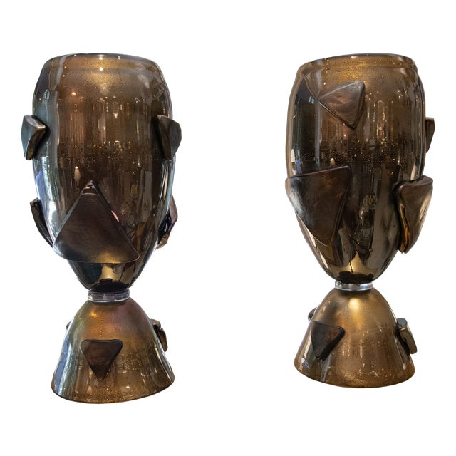 Murano Triangles Hourglass Lamps, 1970s, Set of 2 For Sale