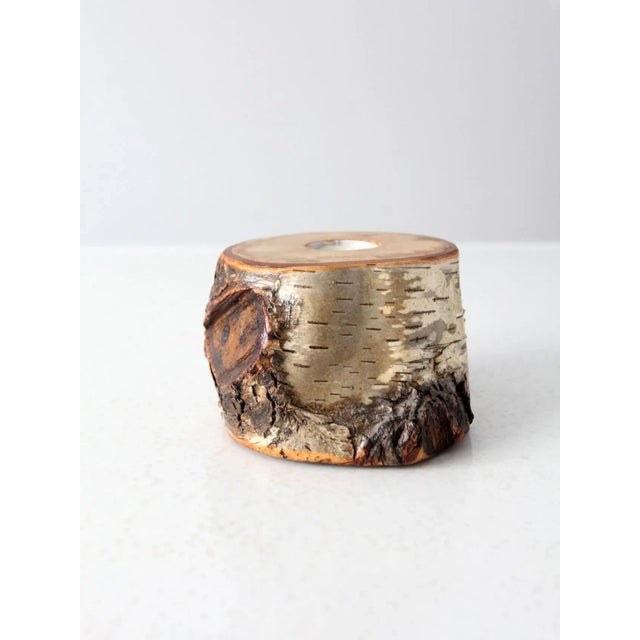 Vintage Birch Log Tea Candle Holder For Sale - Image 4 of 10
