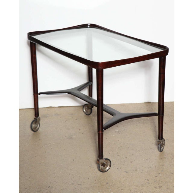 1950s Italian Modern Solid Rosewood Bar Cart For Sale - Image 9 of 10
